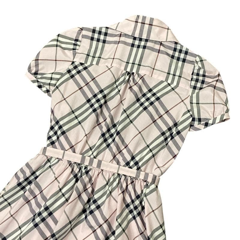 【高級】BURBERRY フレアワンピース ノバチェック ベルト付 ピンク