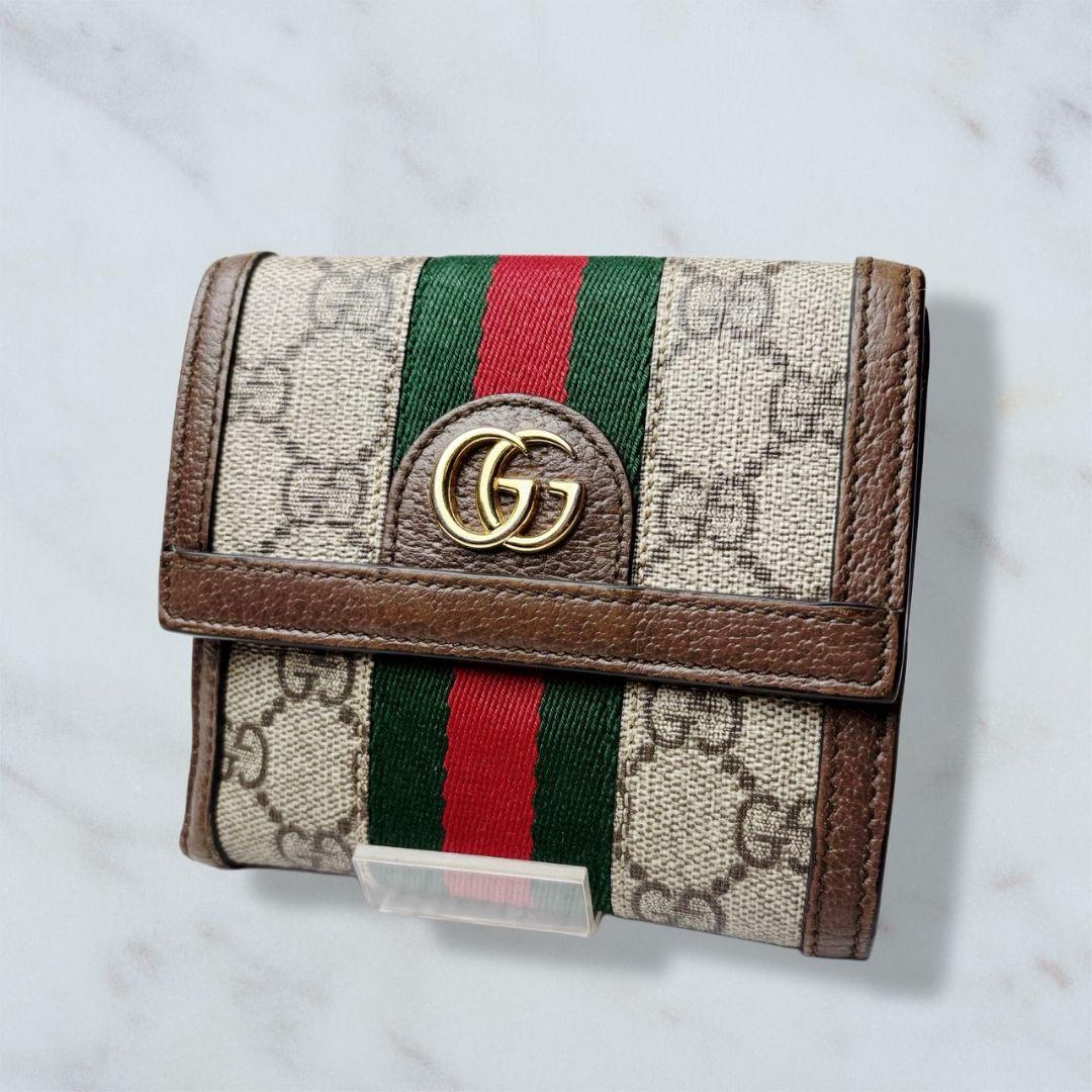 01 極美品 GUCCI プチマーモント シェリーライン 二つ折り財布 u9