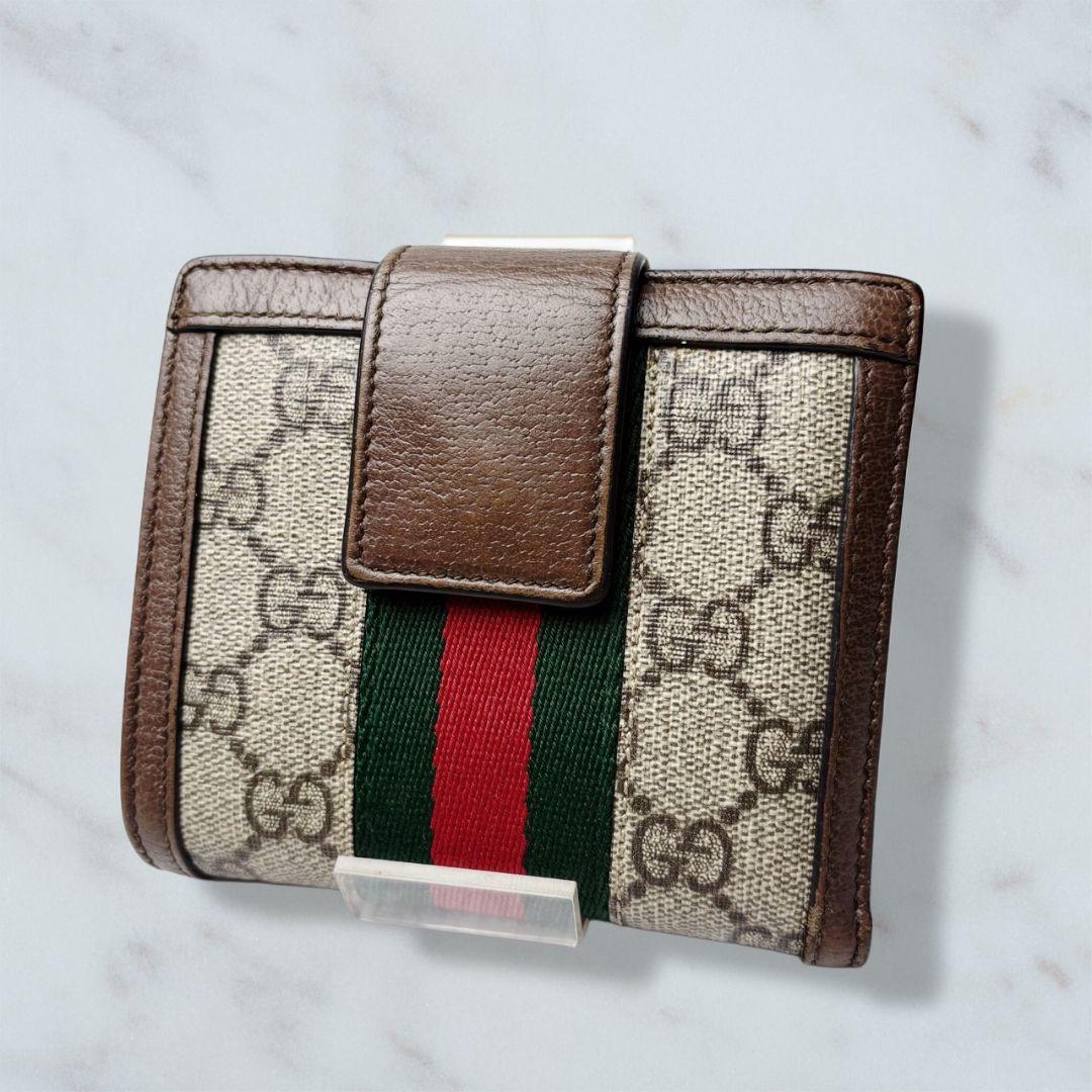 01 極美品 GUCCI プチマーモント シェリーライン 二つ折り財布 u9