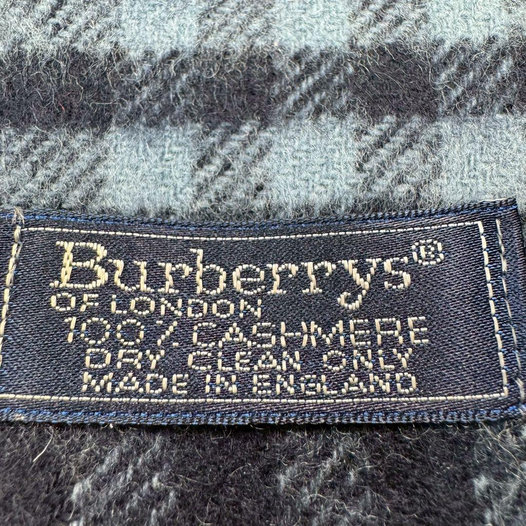 極美品✨ バーバリーロンドン カシミヤ100% マフラー ネイビー 英国製