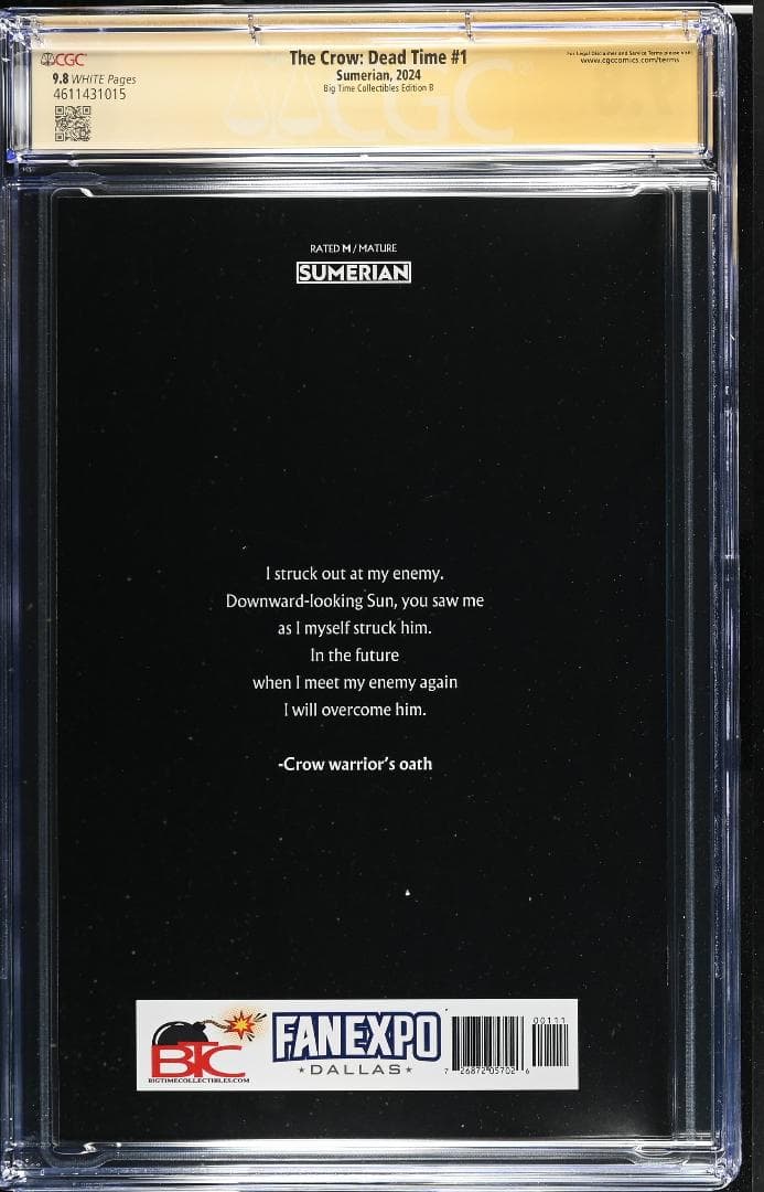 アメコミリーフ Crow: Dead Time #1 CGC 9.8 サイン入り