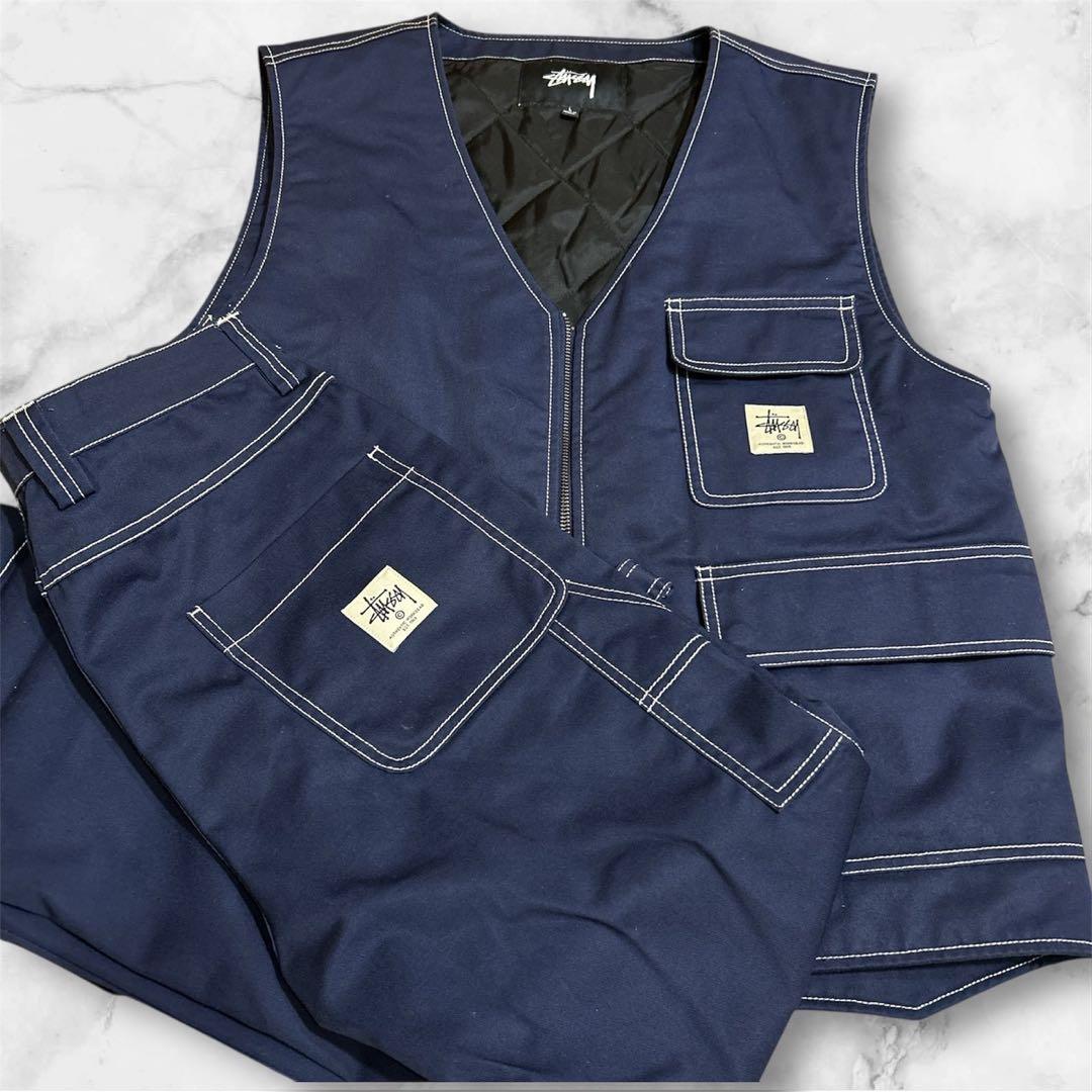 美品❗️ STUSSY ステューシー　セットアップ L ワーク 希少 ベスト