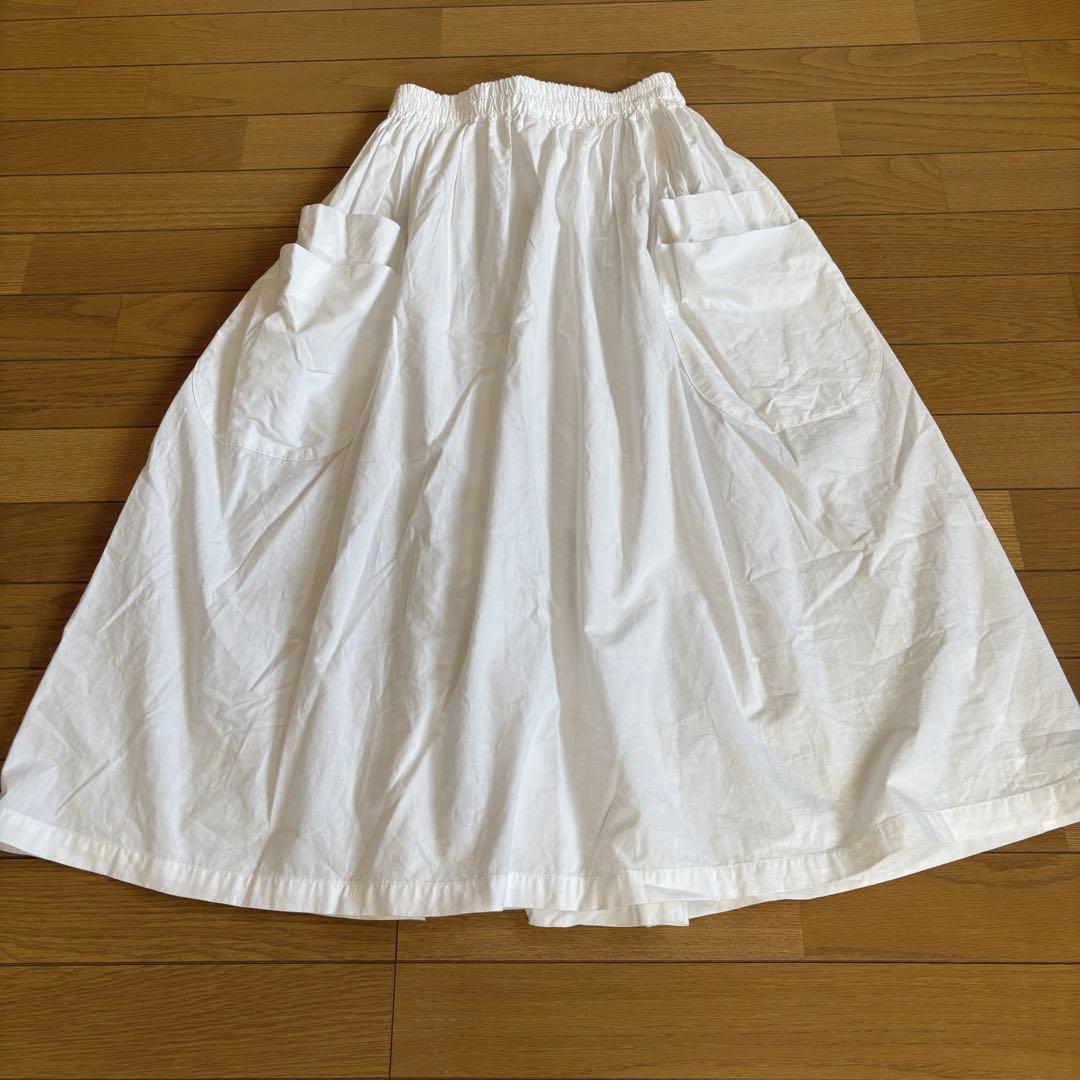 homspun バルキーシーチング ダブルポケットスカート ホワイト サイズM