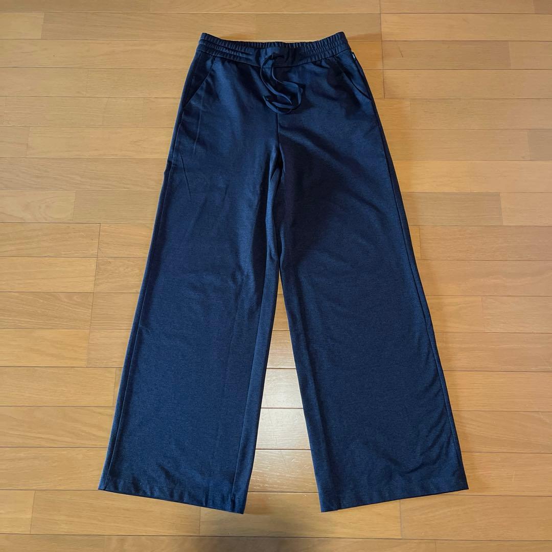 アンダール　裏起毛 ワイドパンツ Sロング　オブシディアングレー