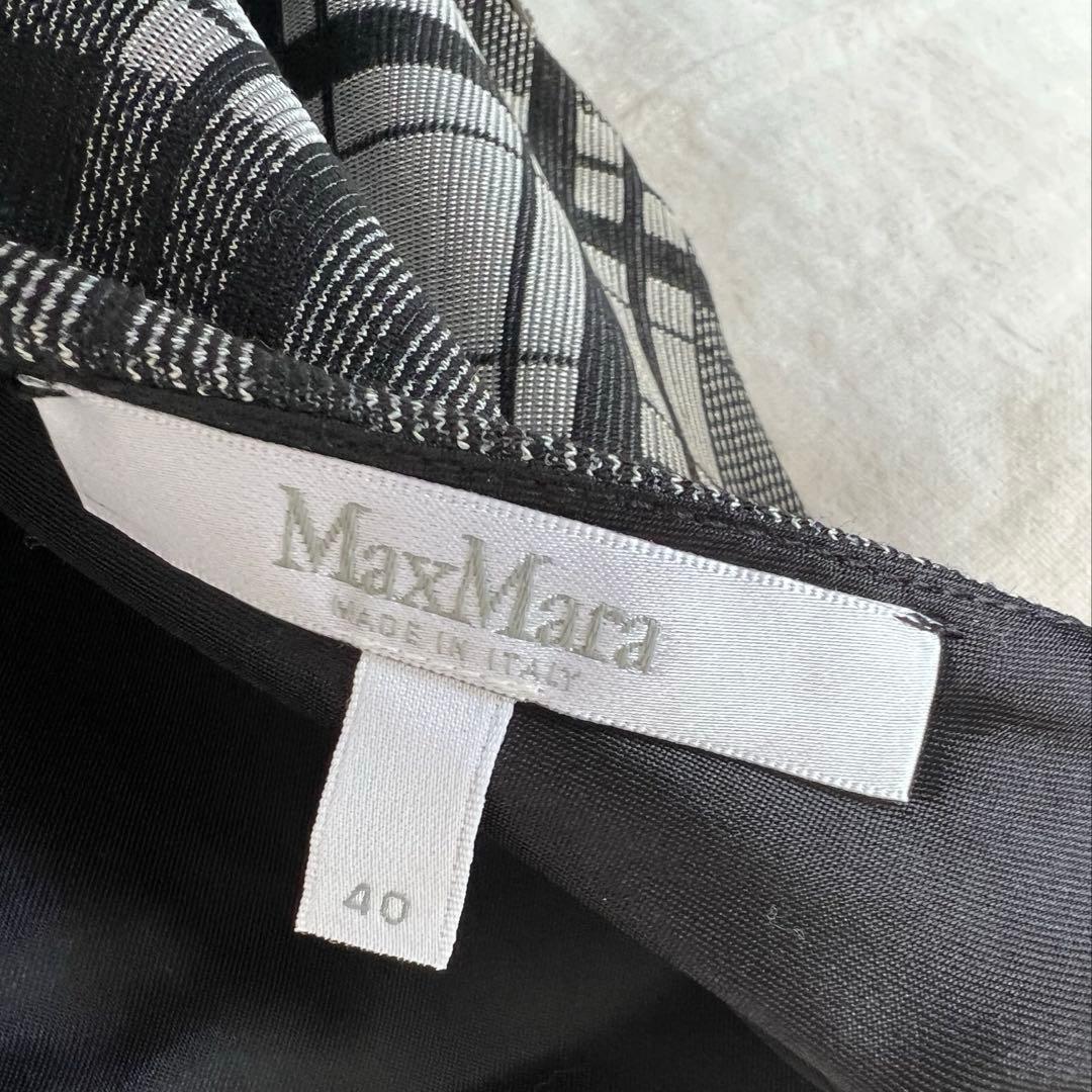 ☑️【Max Mara マックスマーラ】チェック柄ノースリーブワンピース/白黒