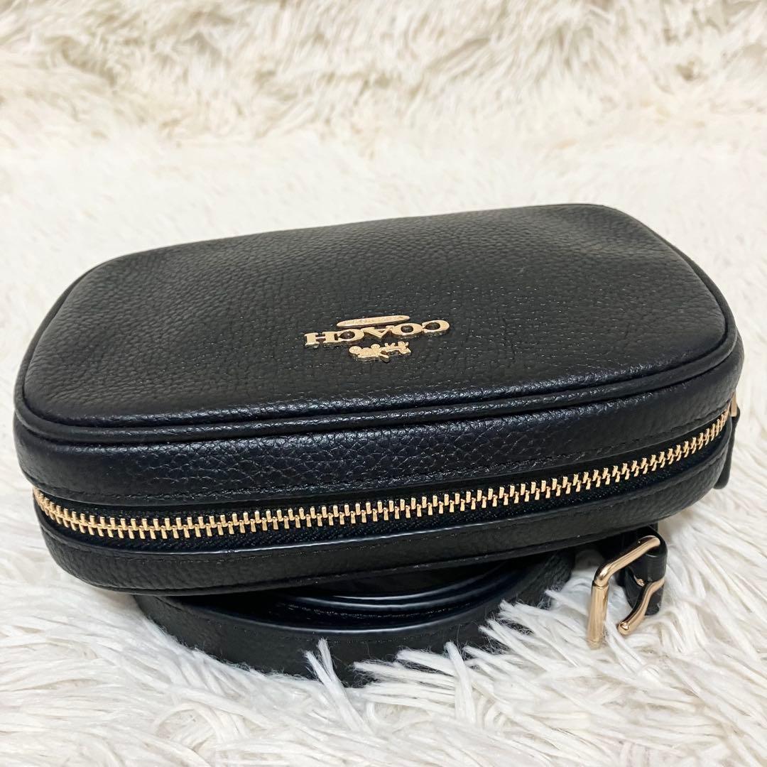 【極美品】COACH ＊ボディバッグ ポーチ レザーブラック ゴールド金具