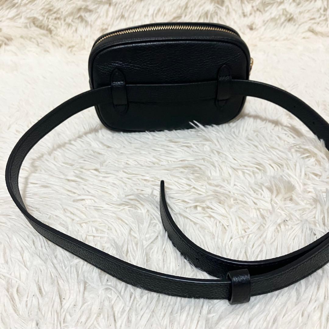 【極美品】COACH ＊ボディバッグ ポーチ レザーブラック ゴールド金具