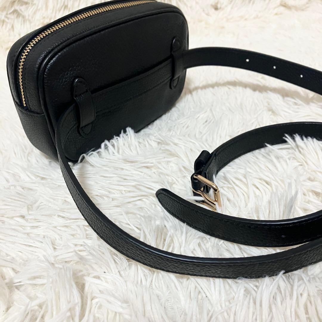 【極美品】COACH ＊ボディバッグ ポーチ レザーブラック ゴールド金具