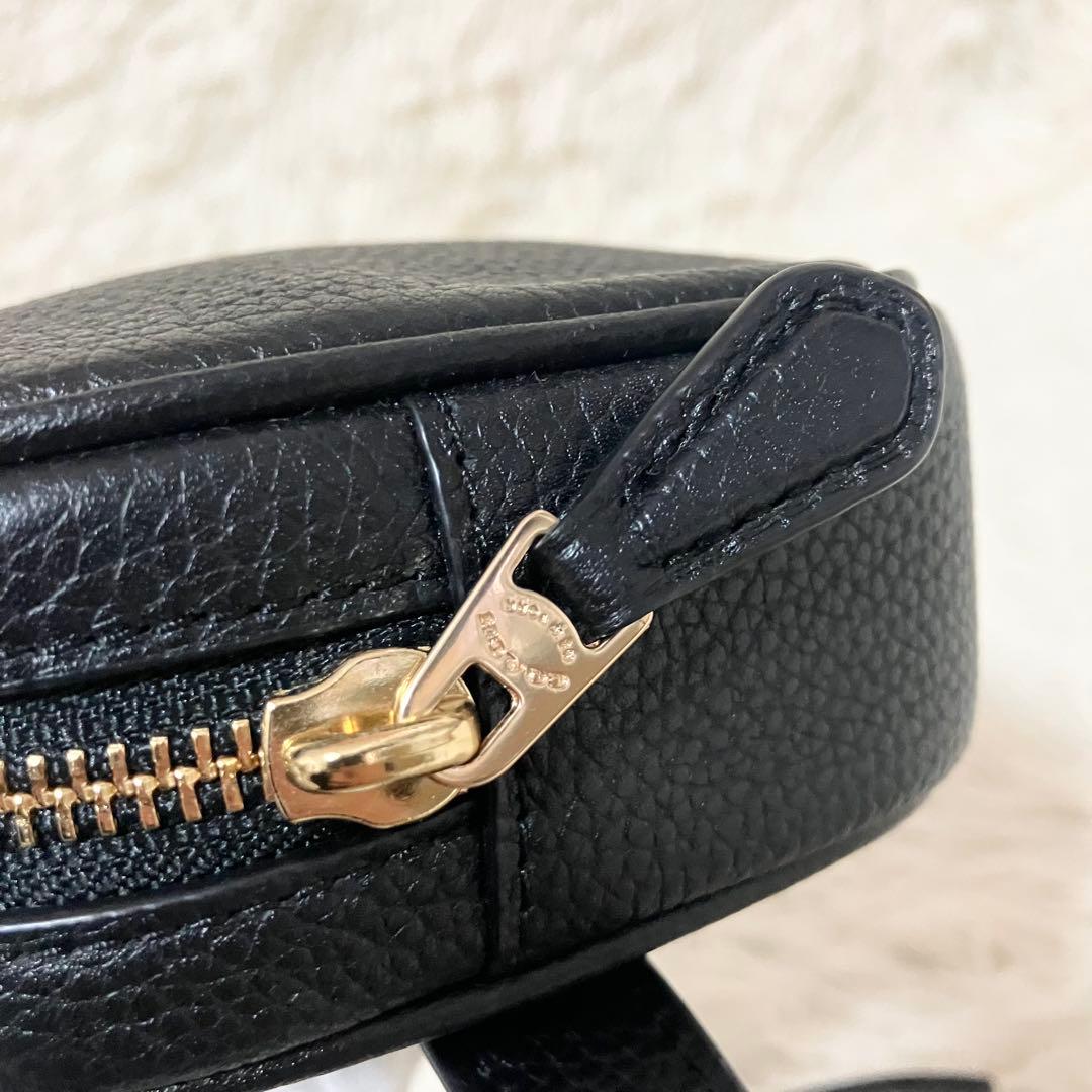 【極美品】COACH ＊ボディバッグ ポーチ レザーブラック ゴールド金具