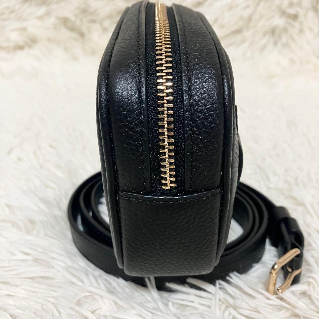 【極美品】COACH ＊ボディバッグ ポーチ レザーブラック ゴールド金具