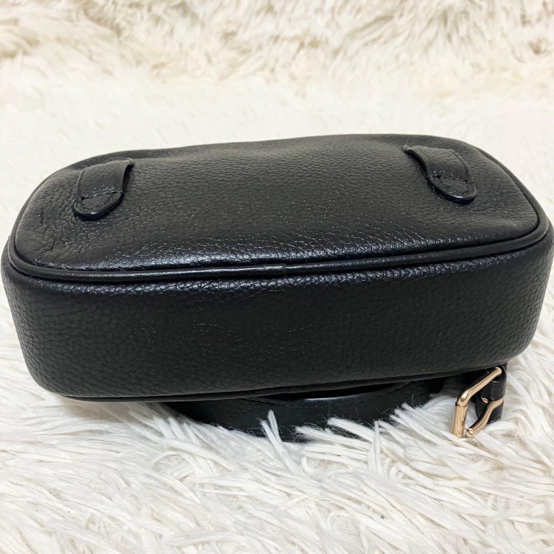 【極美品】COACH ＊ボディバッグ ポーチ レザーブラック ゴールド金具