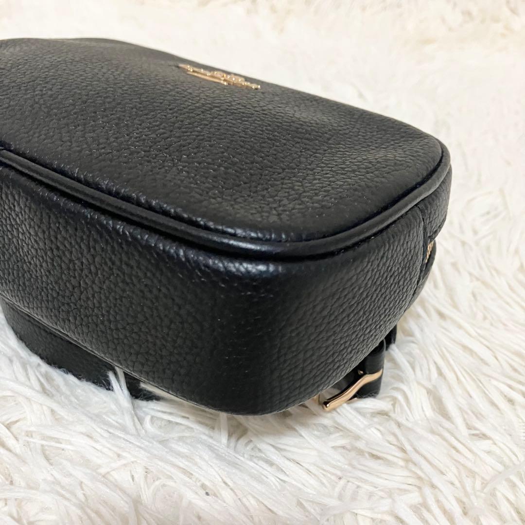 【極美品】COACH ＊ボディバッグ ポーチ レザーブラック ゴールド金具