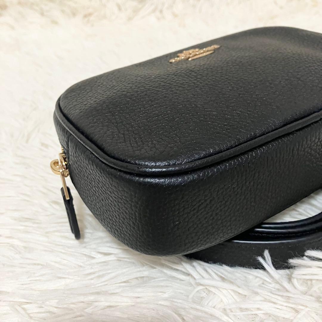 【極美品】COACH ＊ボディバッグ ポーチ レザーブラック ゴールド金具