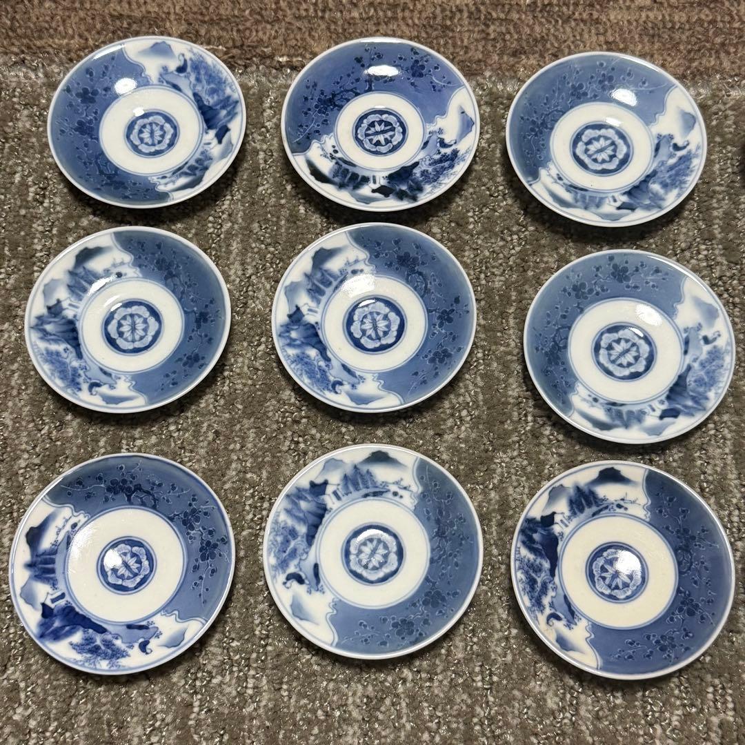 染付 小皿 15枚 セット まとめ 皿 レトロ アンティーク 陶器 磁器 茶道具