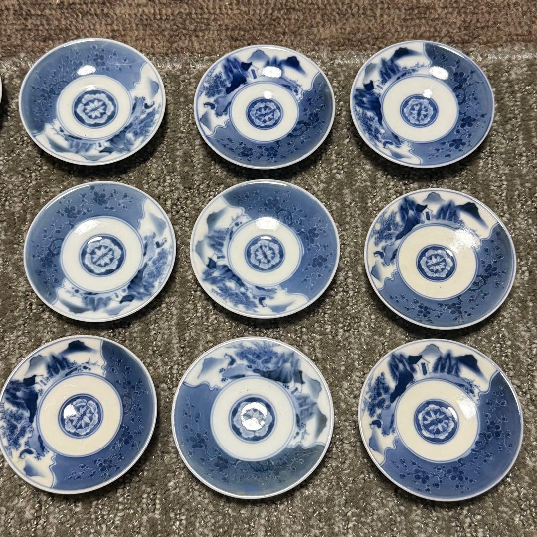 染付 小皿 15枚 セット まとめ 皿 レトロ アンティーク 陶器 磁器 茶道具