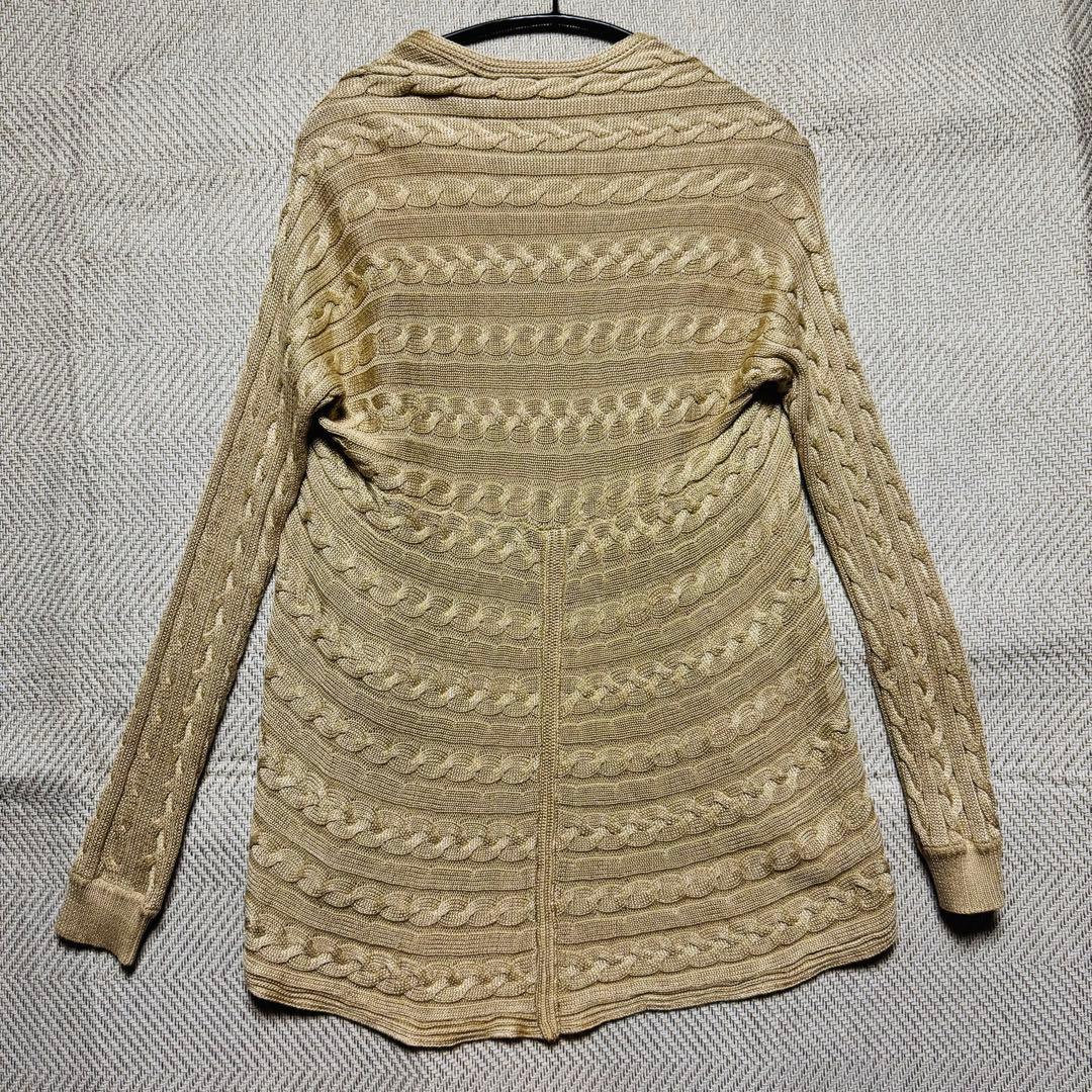 LAUREN ラルフローレン ケーブル編みロングカーディガン Ｌサイズ 美品