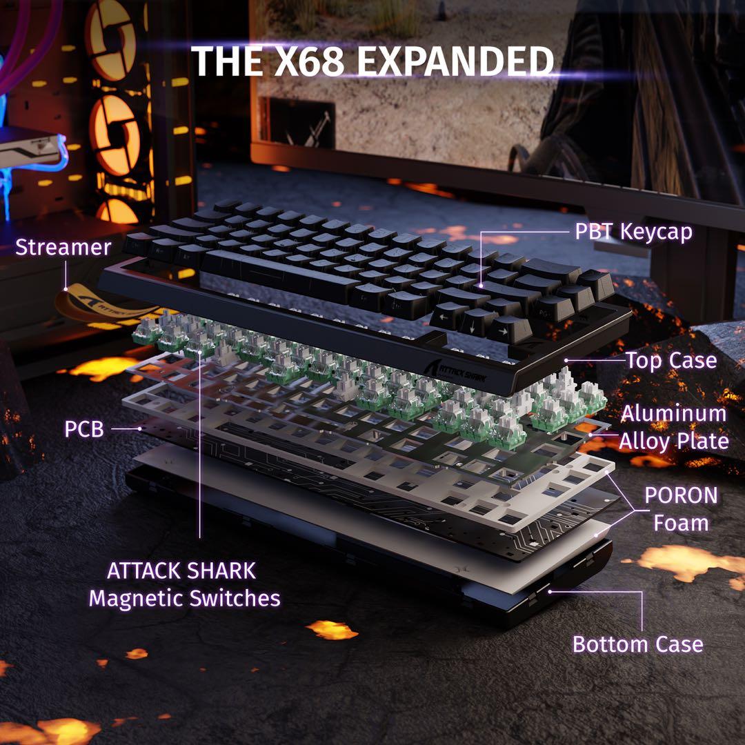 ATTACK SHARK X68 HE 磁気スイッチ ラピッドトリガー ブラック