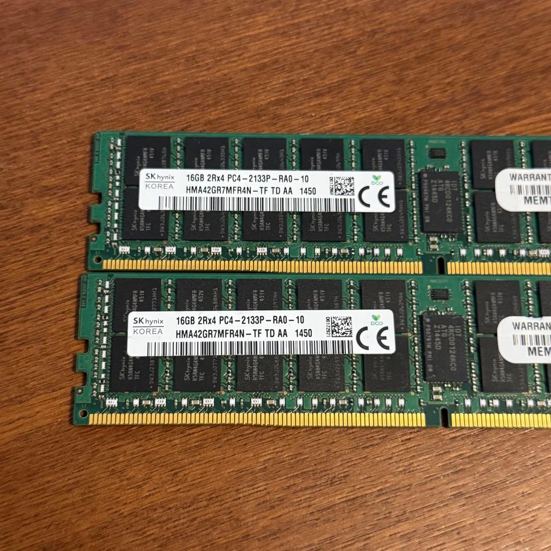 SK hynix DDR4 ECC 16GB RDIMM2枚 PC4-2133P