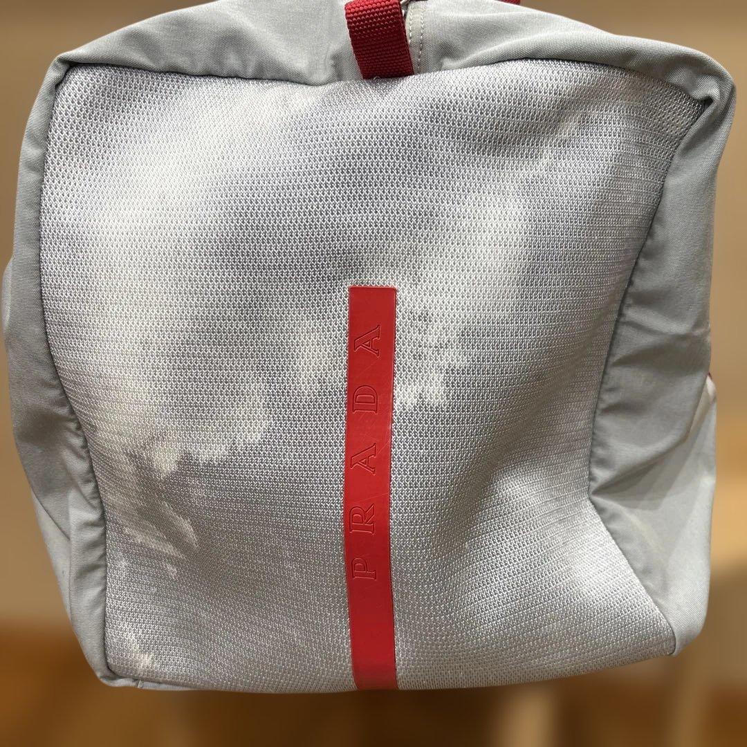 PRADA プラダスポーツ ボストンバッグ 大容量 グレー レッド