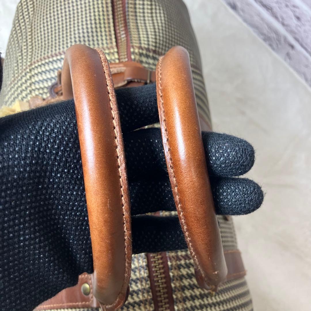 美品✨ポロラルフローレン PVC レザー 千鳥柄 2way ボストンバッグ 自立