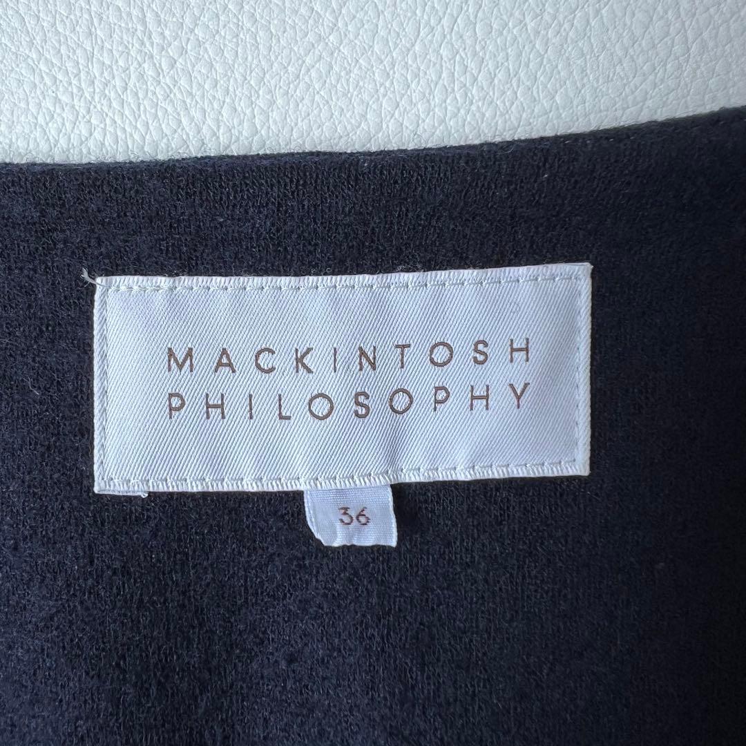 良品　MACKINTOSH マッキントッシュ　ロングコート　ノーカラー　ネイビー