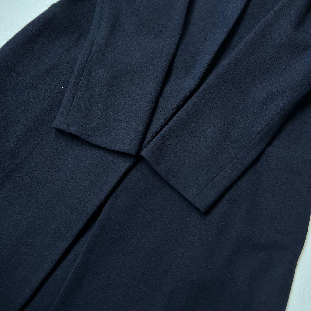 良品　MACKINTOSH マッキントッシュ　ロングコート　ノーカラー　ネイビー