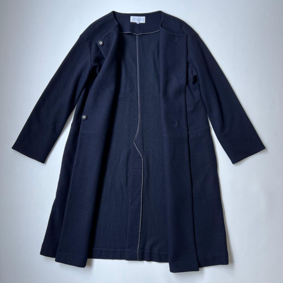 良品　MACKINTOSH マッキントッシュ　ロングコート　ノーカラー　ネイビー