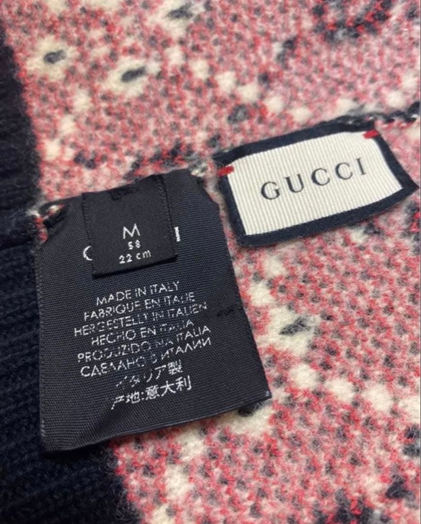 GUCCI 幾何学模様 ニット帽 Mサイズ