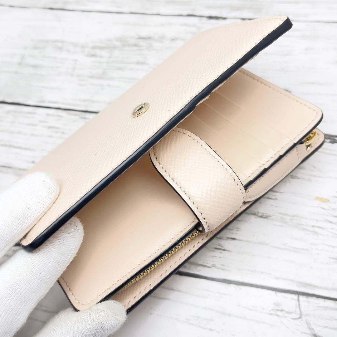 SMYTHSON スマイソン 2つ折り財布 ベージュ レザー
