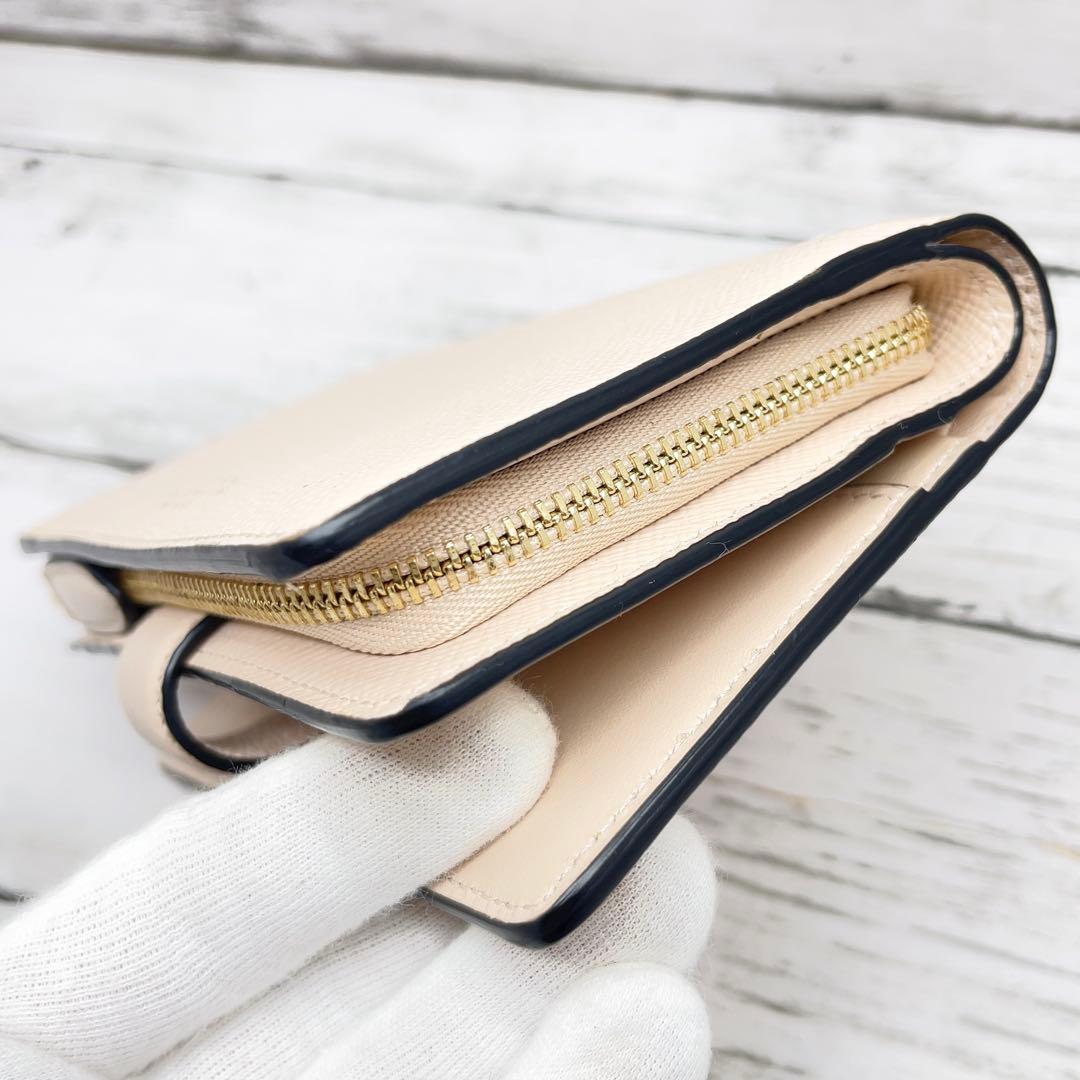 SMYTHSON スマイソン 2つ折り財布 ベージュ レザー