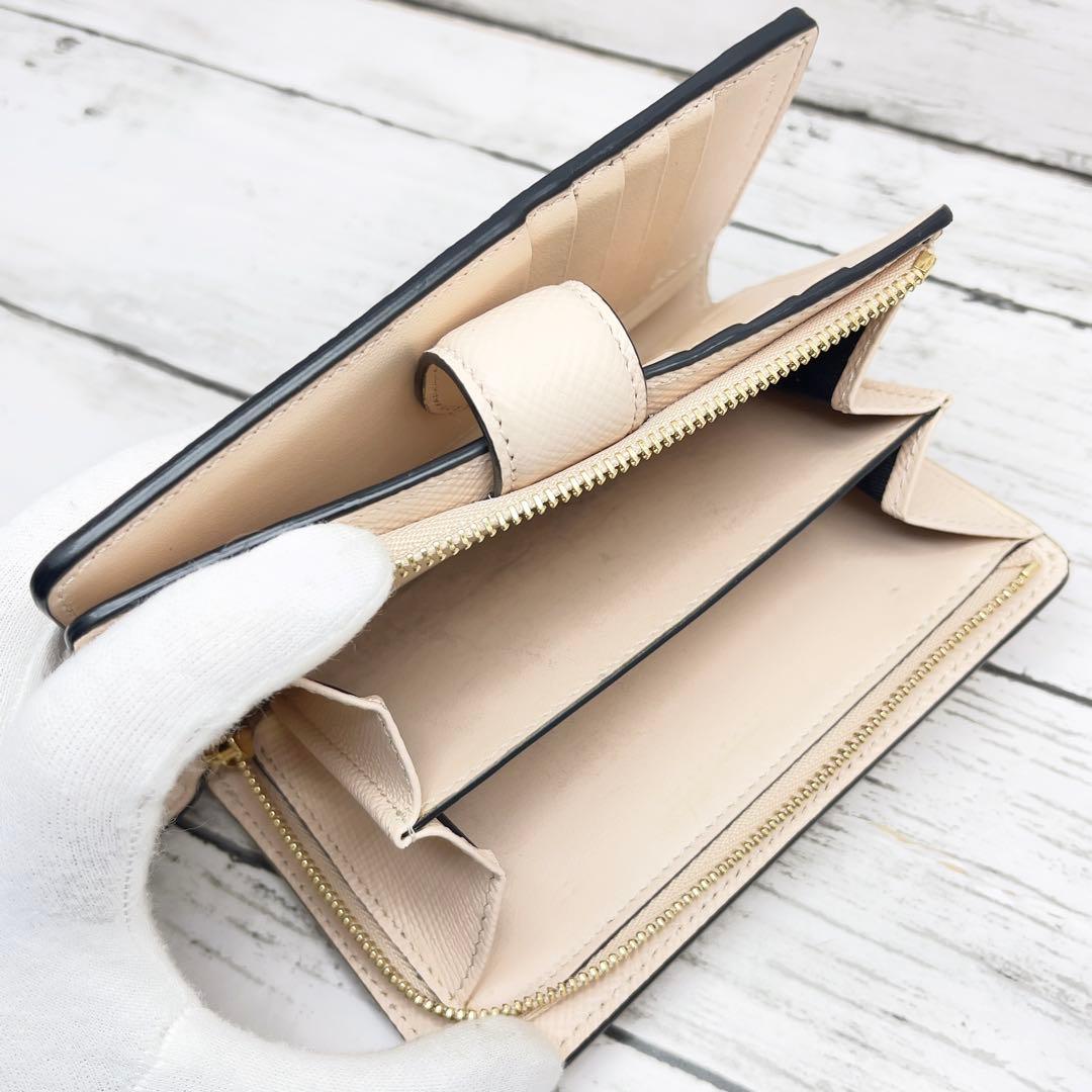 SMYTHSON スマイソン 2つ折り財布 ベージュ レザー