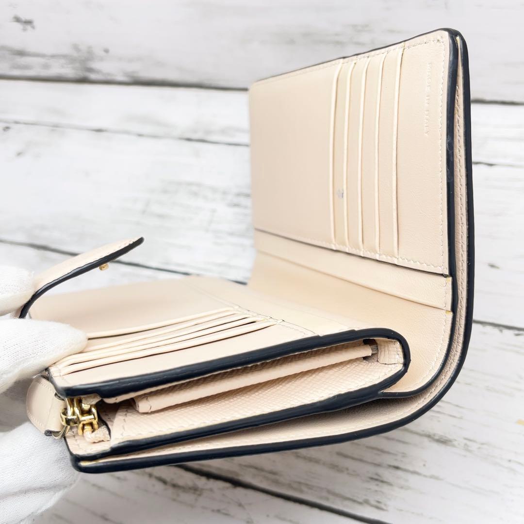 SMYTHSON スマイソン 2つ折り財布 ベージュ レザー