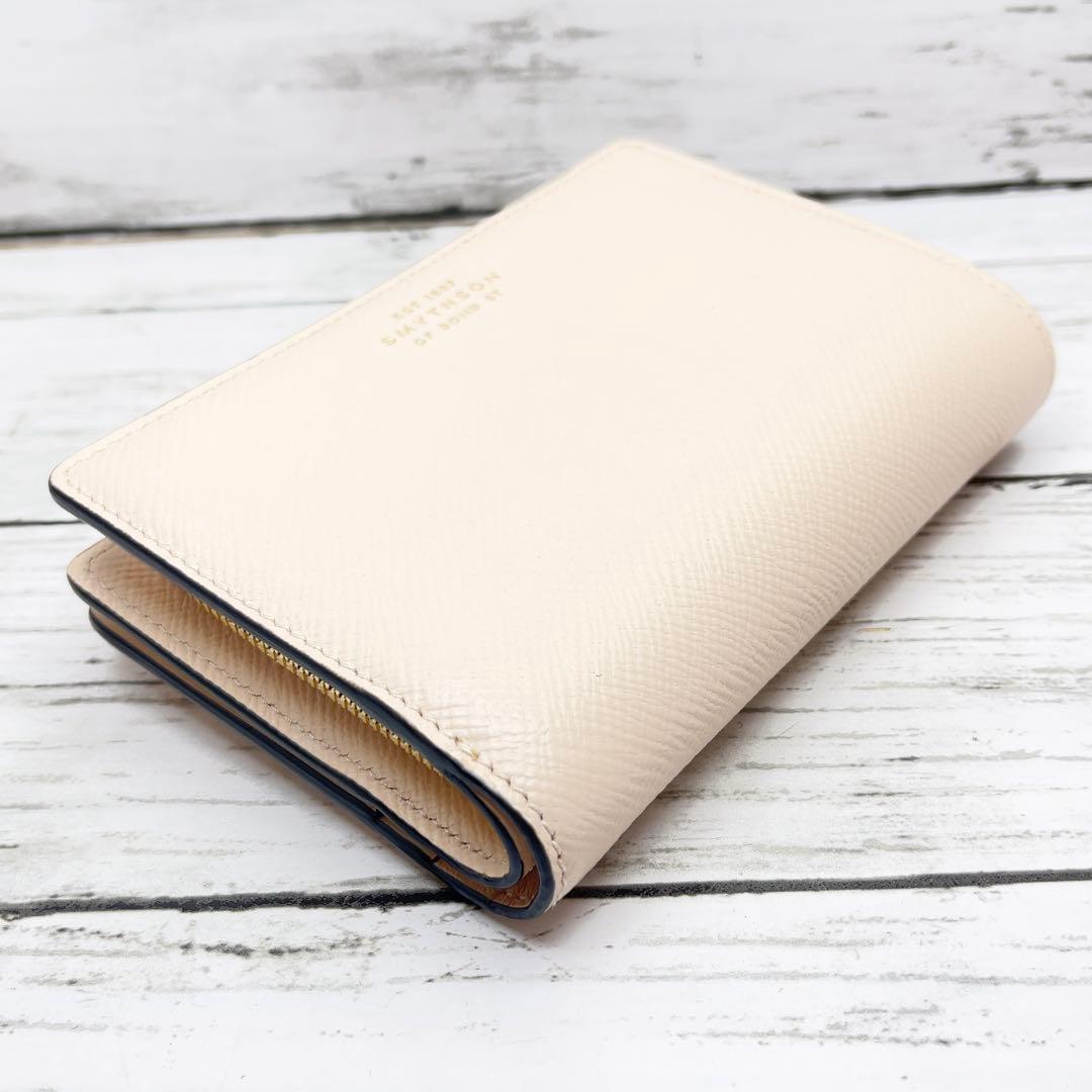SMYTHSON スマイソン 2つ折り財布 ベージュ レザー
