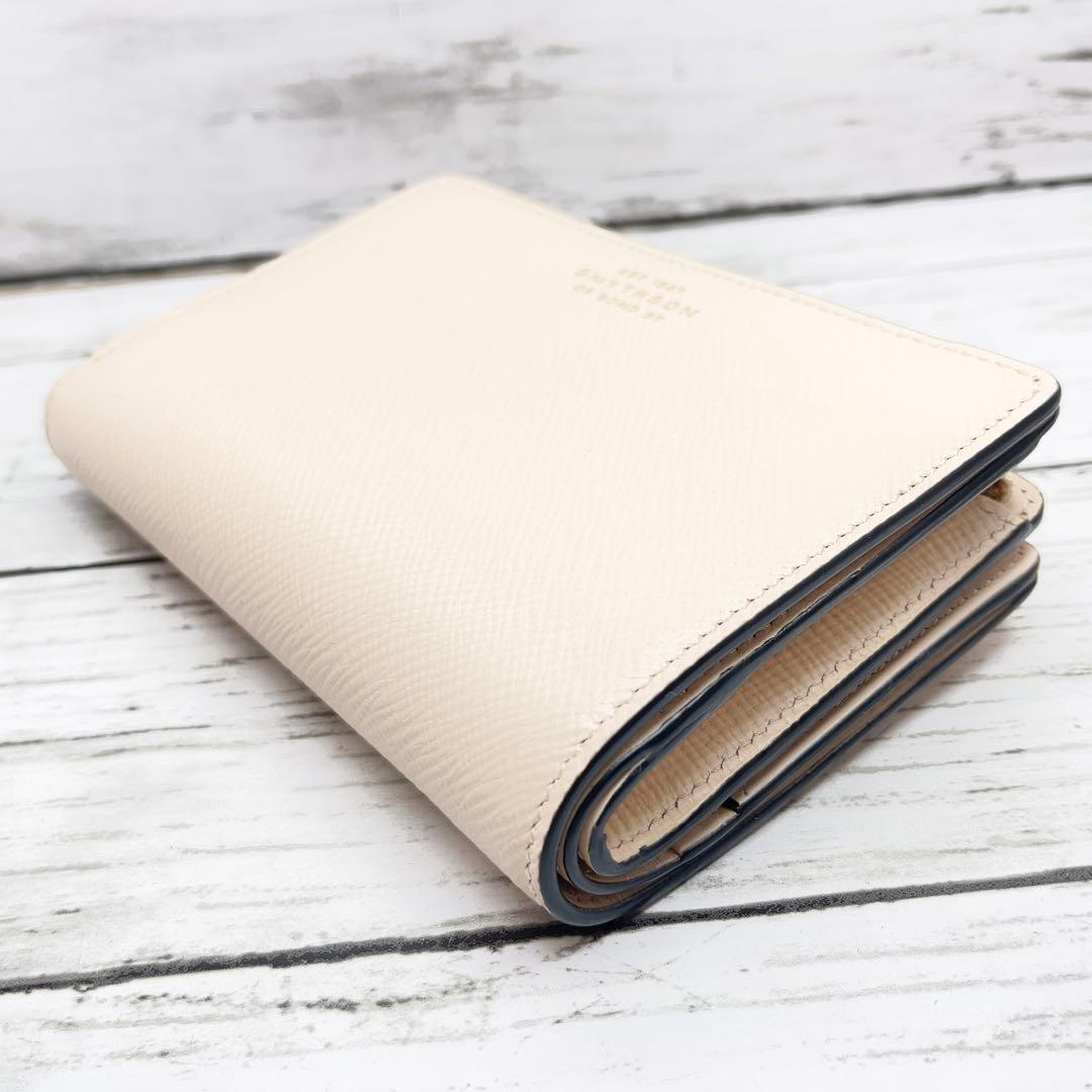 SMYTHSON スマイソン 2つ折り財布 ベージュ レザー