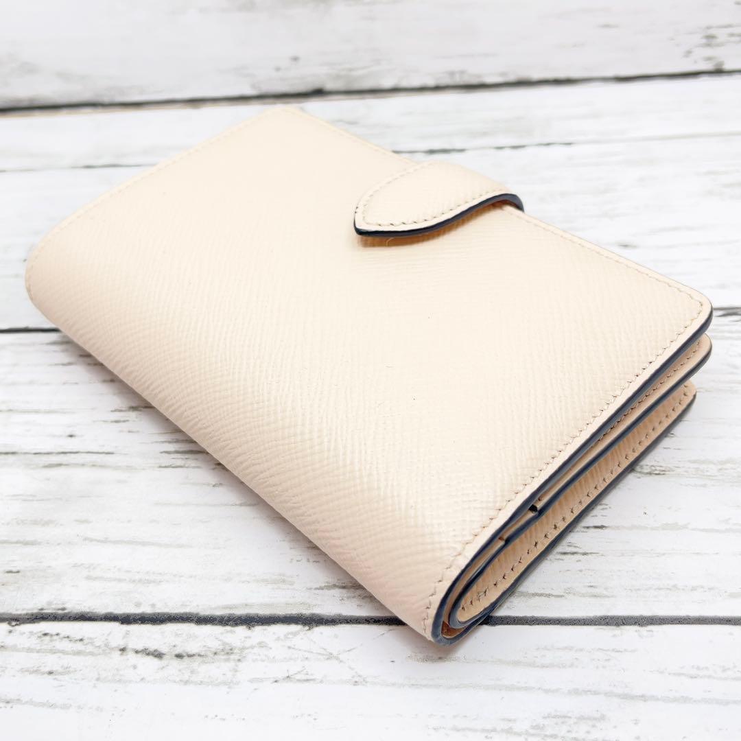 SMYTHSON スマイソン 2つ折り財布 ベージュ レザー