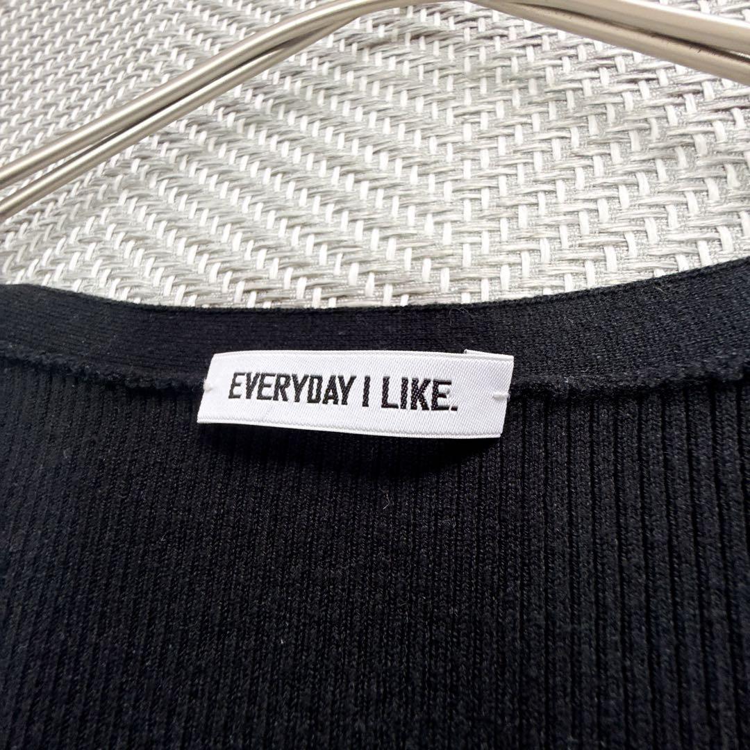 美品 EVERYDAY I LIKE. リブニットカーディガン Vネック 黒