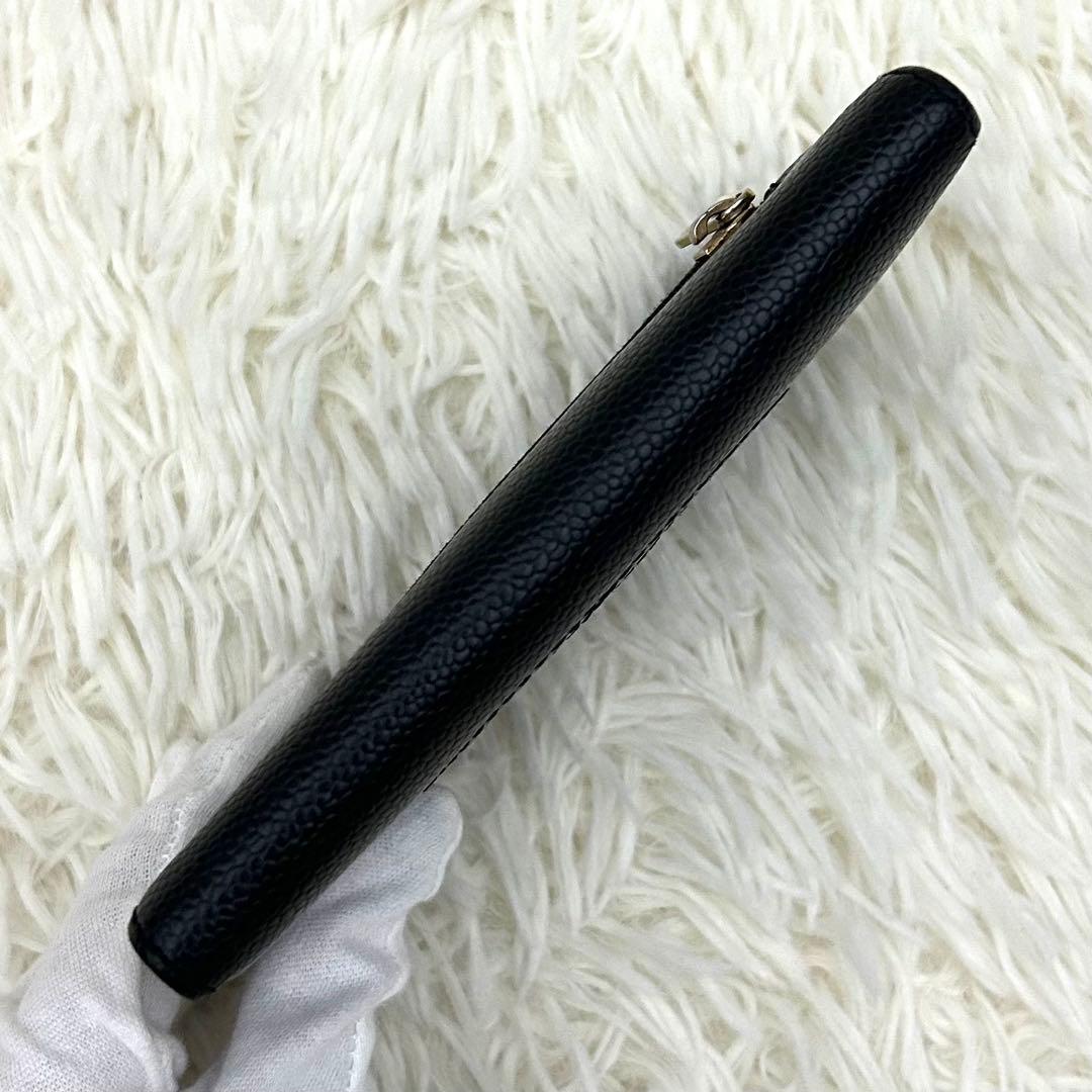 【美品】CHANEL シャネル ココマーク キャビアスキン 三つ折り財布