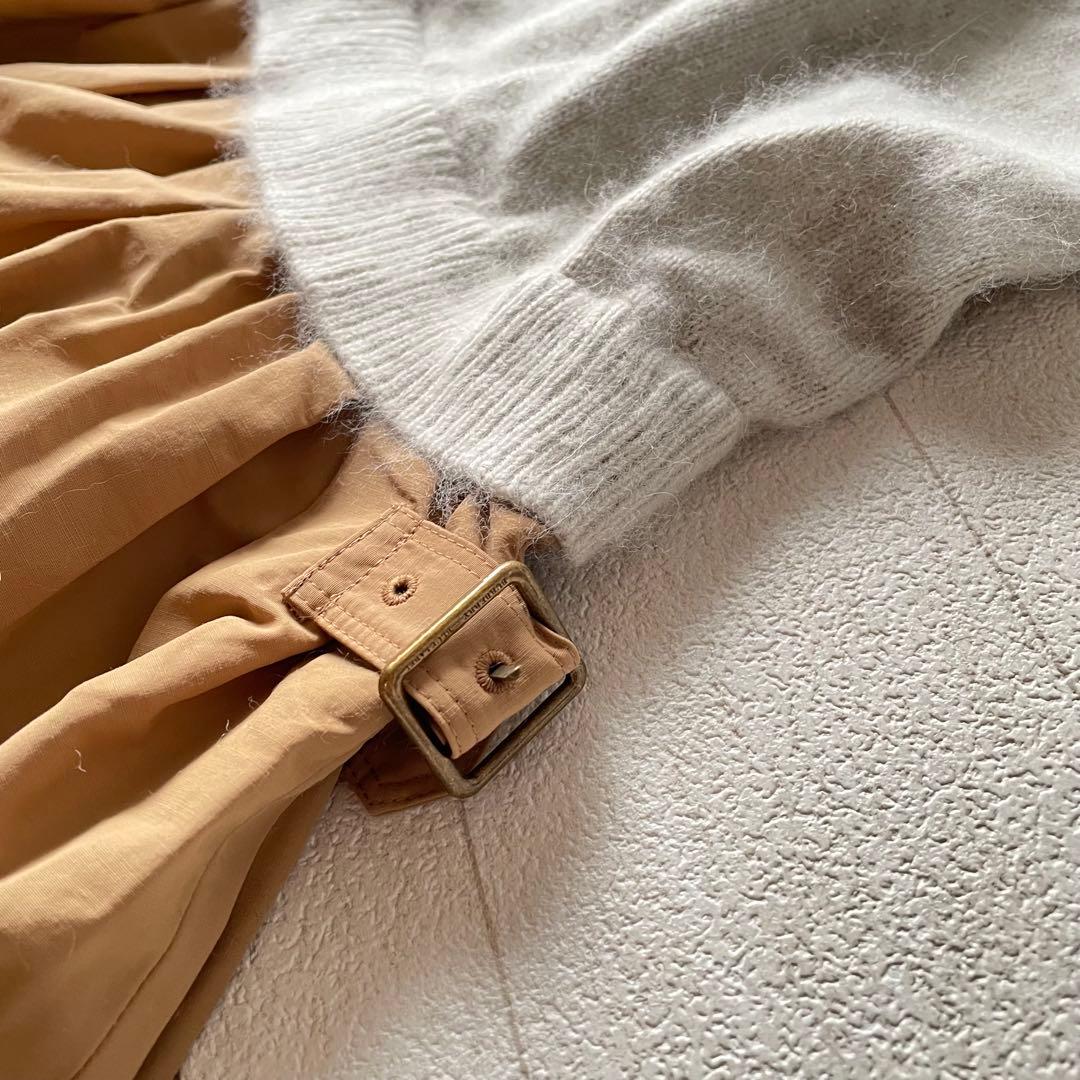 BURBERRY BLUELABEL アンゴラ混ニットドッキングワンピース 38