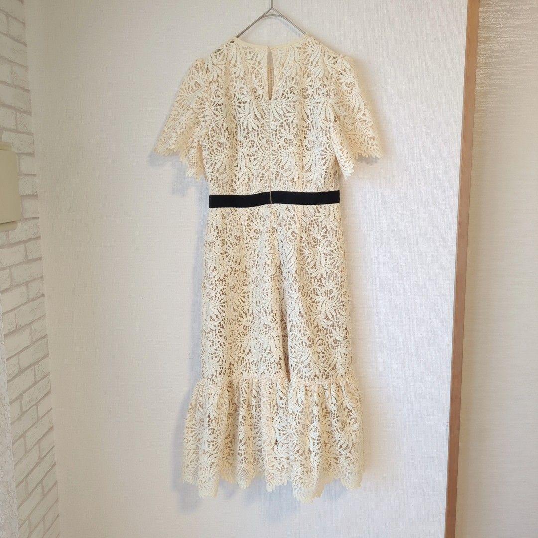 美品 CELFORD セルフォード リーフレースワンピース イエロー 36 S