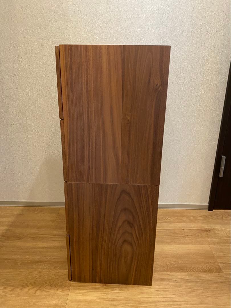 【送料込】無印良品 スタッキングチェスト ウォールナット突板/引き出し4個・２段