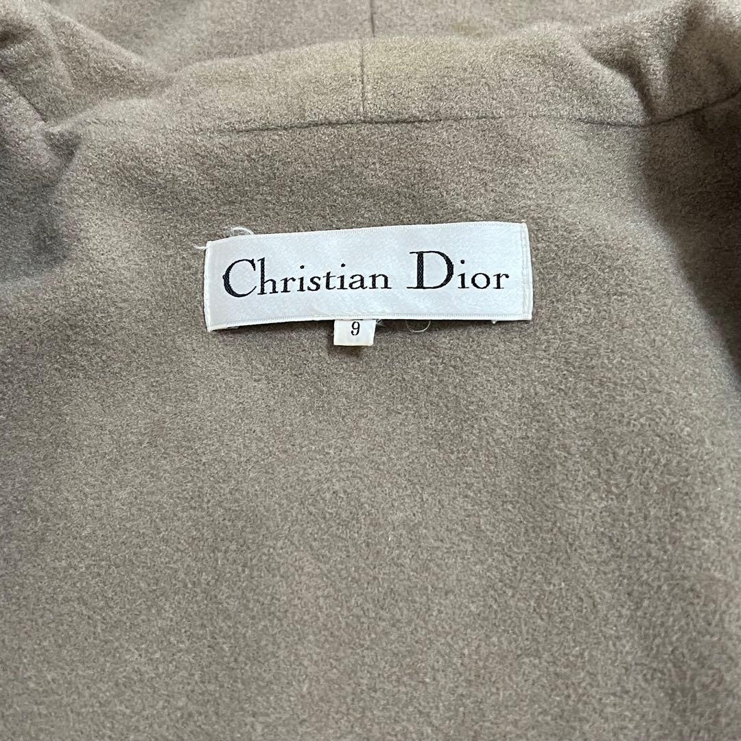 Christian Dior ロングコート フード 総柄 カシミヤ ボタン 黒