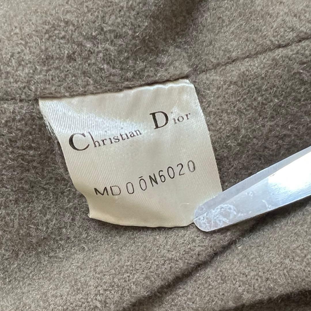 Christian Dior ロングコート フード 総柄 カシミヤ ボタン 黒