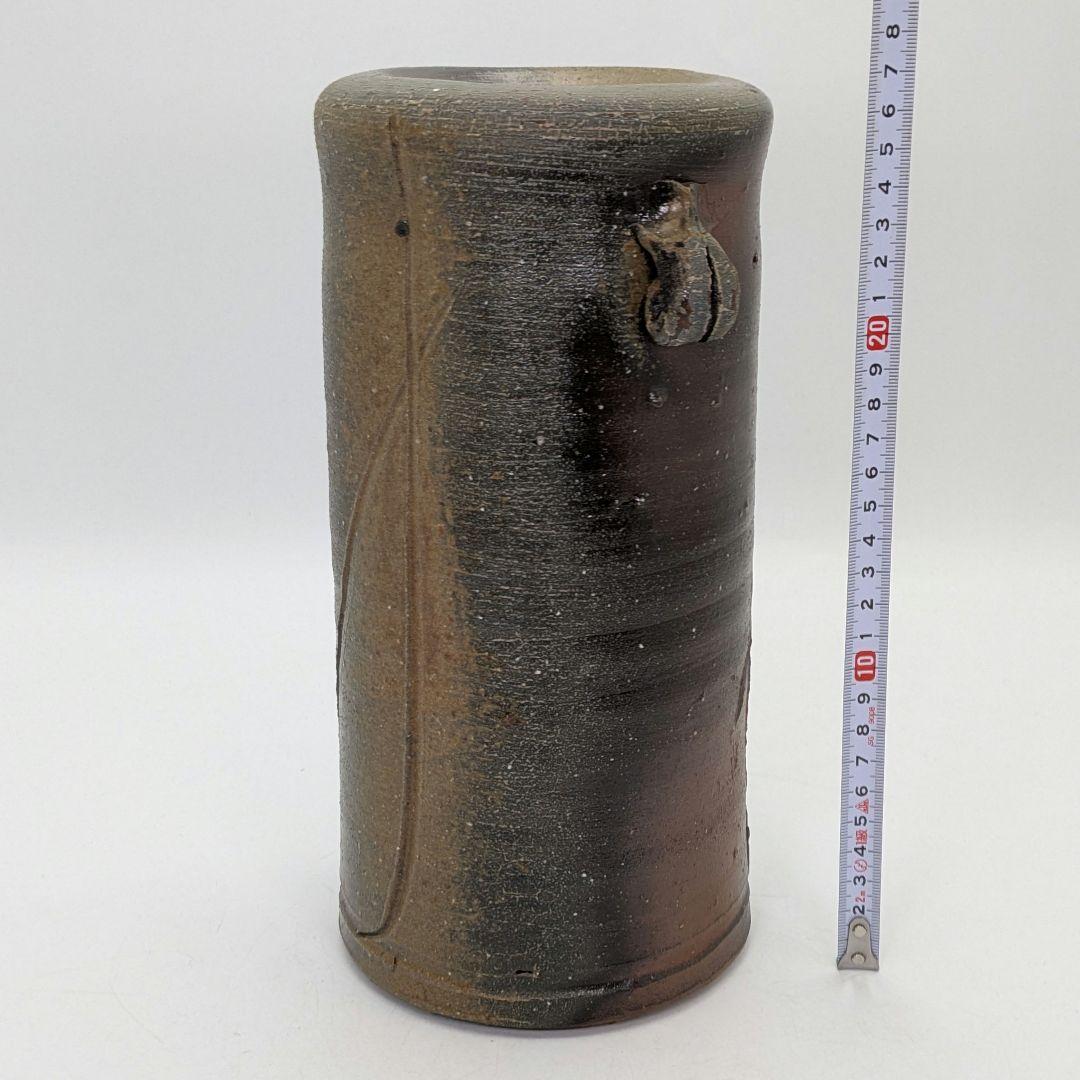 伝統工芸士 岩本孝志 備前焼 耳付花入 共箱 花器 フラワーベース 花瓶 花生