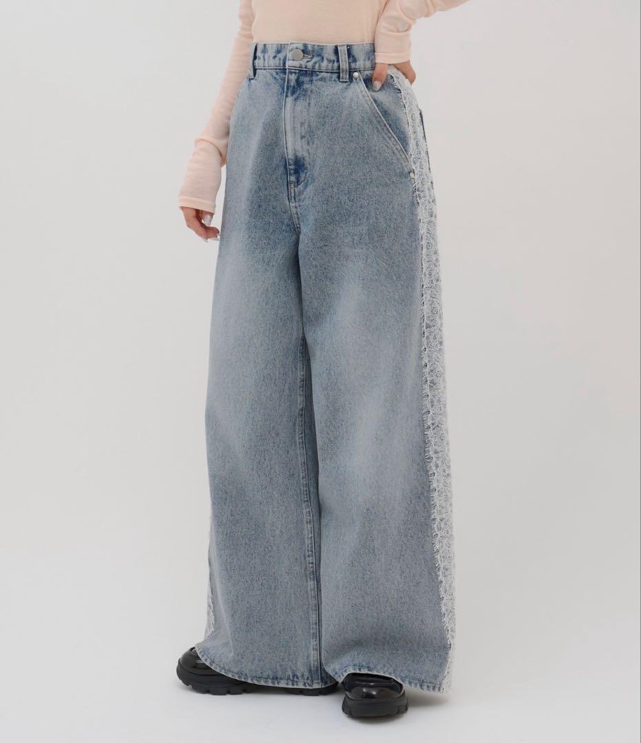 【umm./新型登場♡】レース使いデニムワイドパンツ