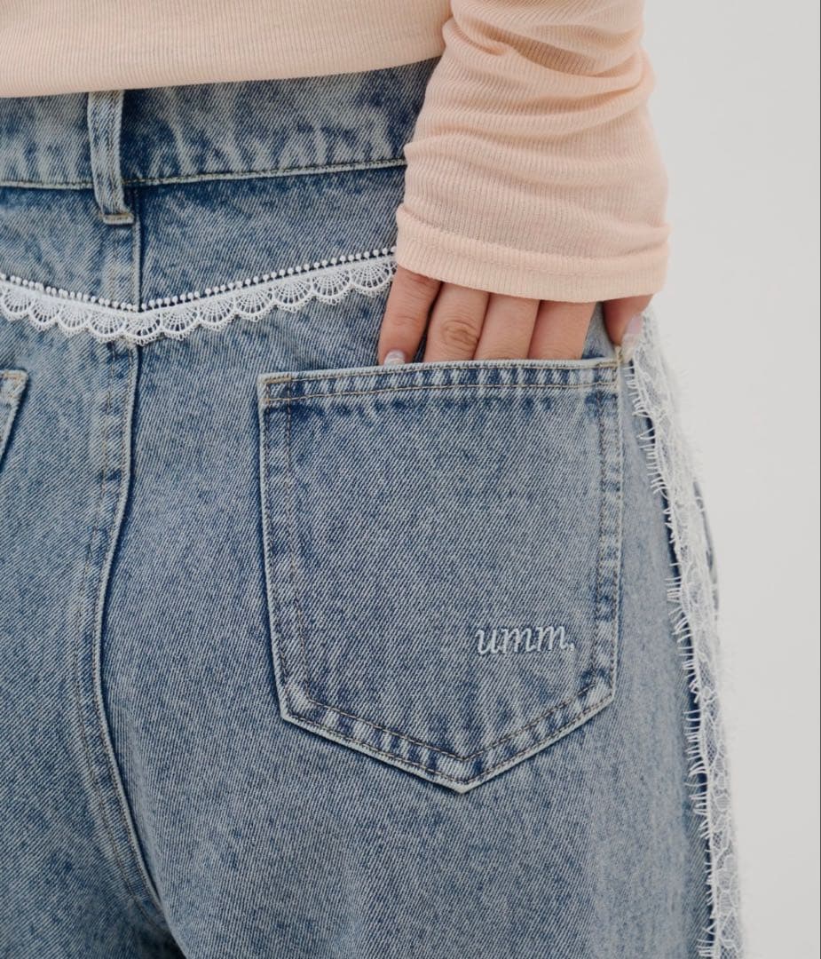 【umm./新型登場♡】レース使いデニムワイドパンツ