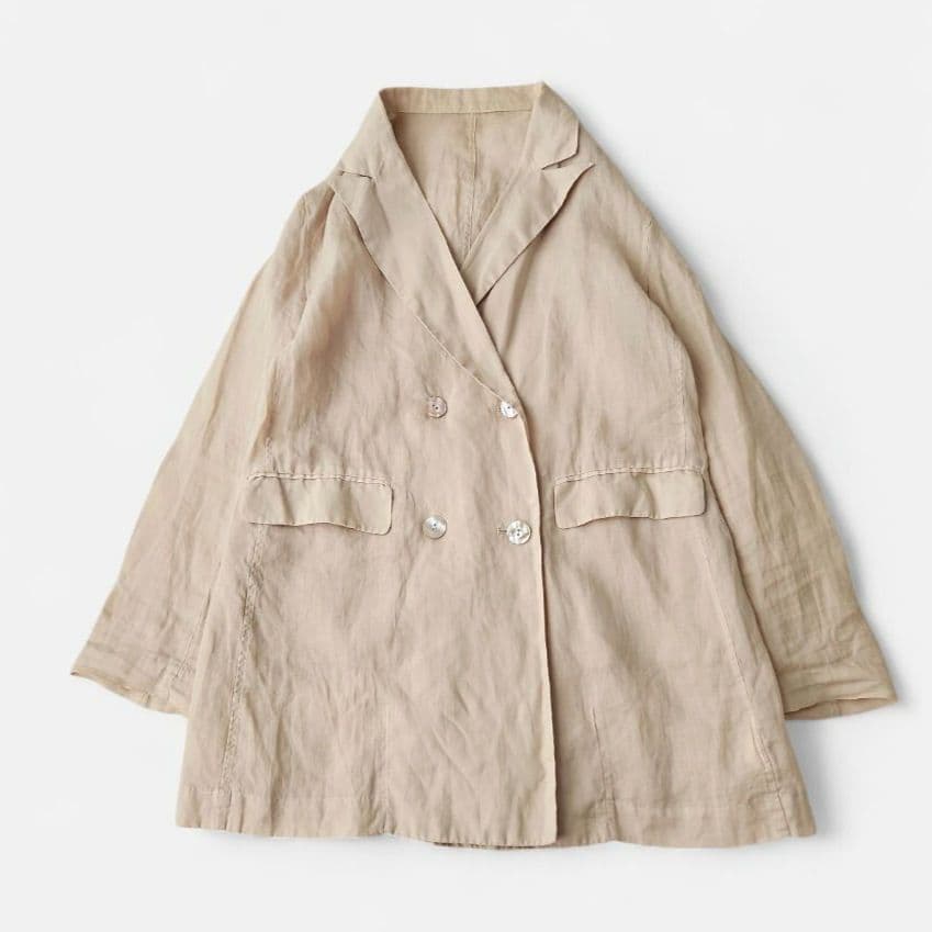 美品☆ ウィムガゼット ラミージャケット　ダブルブレスト リネン ベージュ