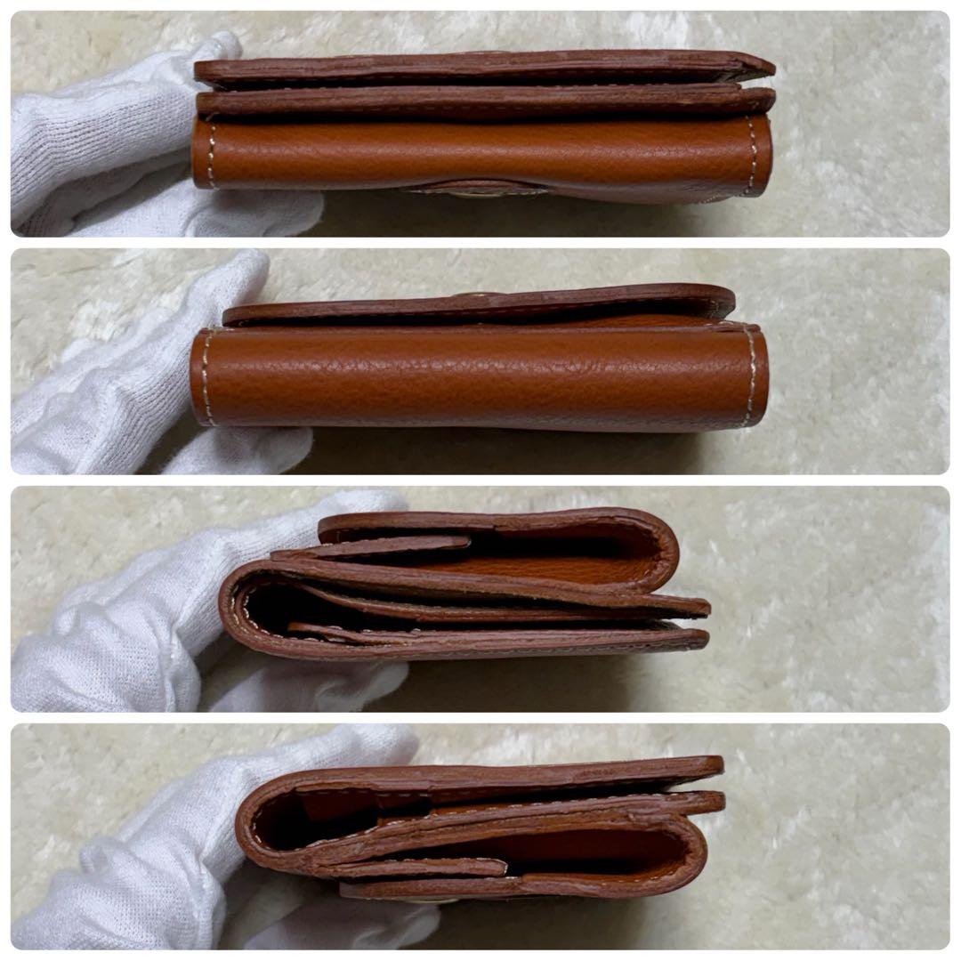 希少❗️新品未使用✨ダコタ三つ折りミニ財布ゴールド金具キャメルレザーロゴ付属品有り
