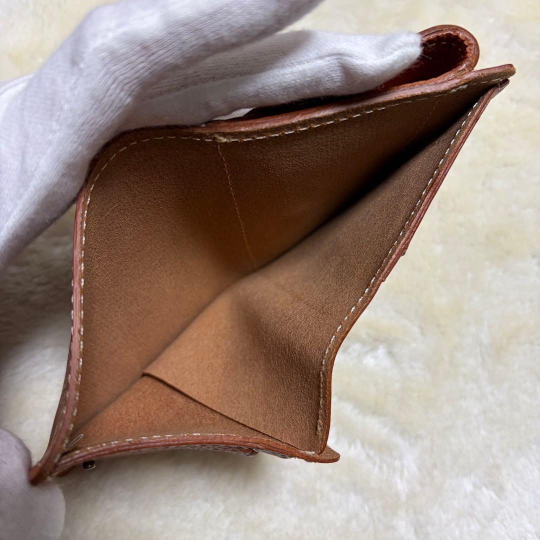 希少❗️新品未使用✨ダコタ三つ折りミニ財布ゴールド金具キャメルレザーロゴ付属品有り