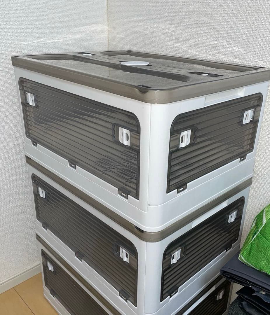 収納ボックス 折畳み キャスター付き 5面開閉 収納ケース ４個まとめ売り