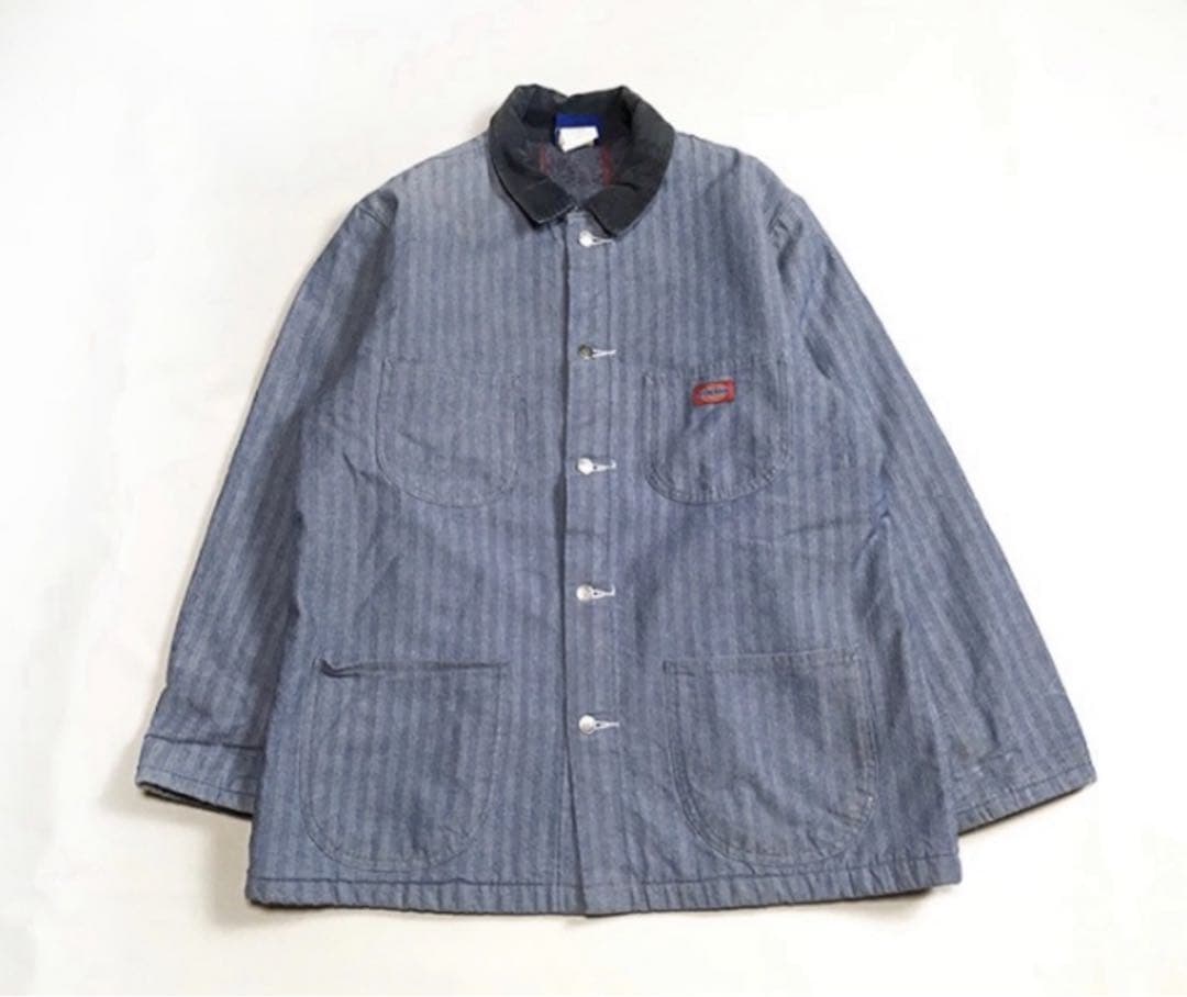 80s Dickies カバーオール チョアコート ヘリンボーン ブランケットL